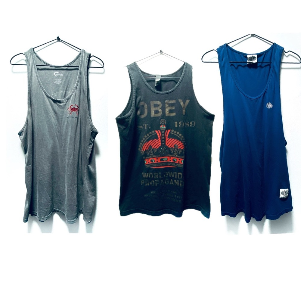 Lot of 3 vintage tanks. Obey & Divine. Size M/L